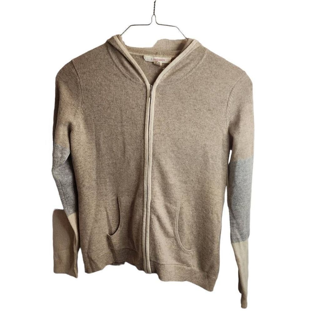 C.Cashmere Bloomingdale's NWOT Colorblock 2 Ply Cashmere Zip Up Jacket Ultra Sof
